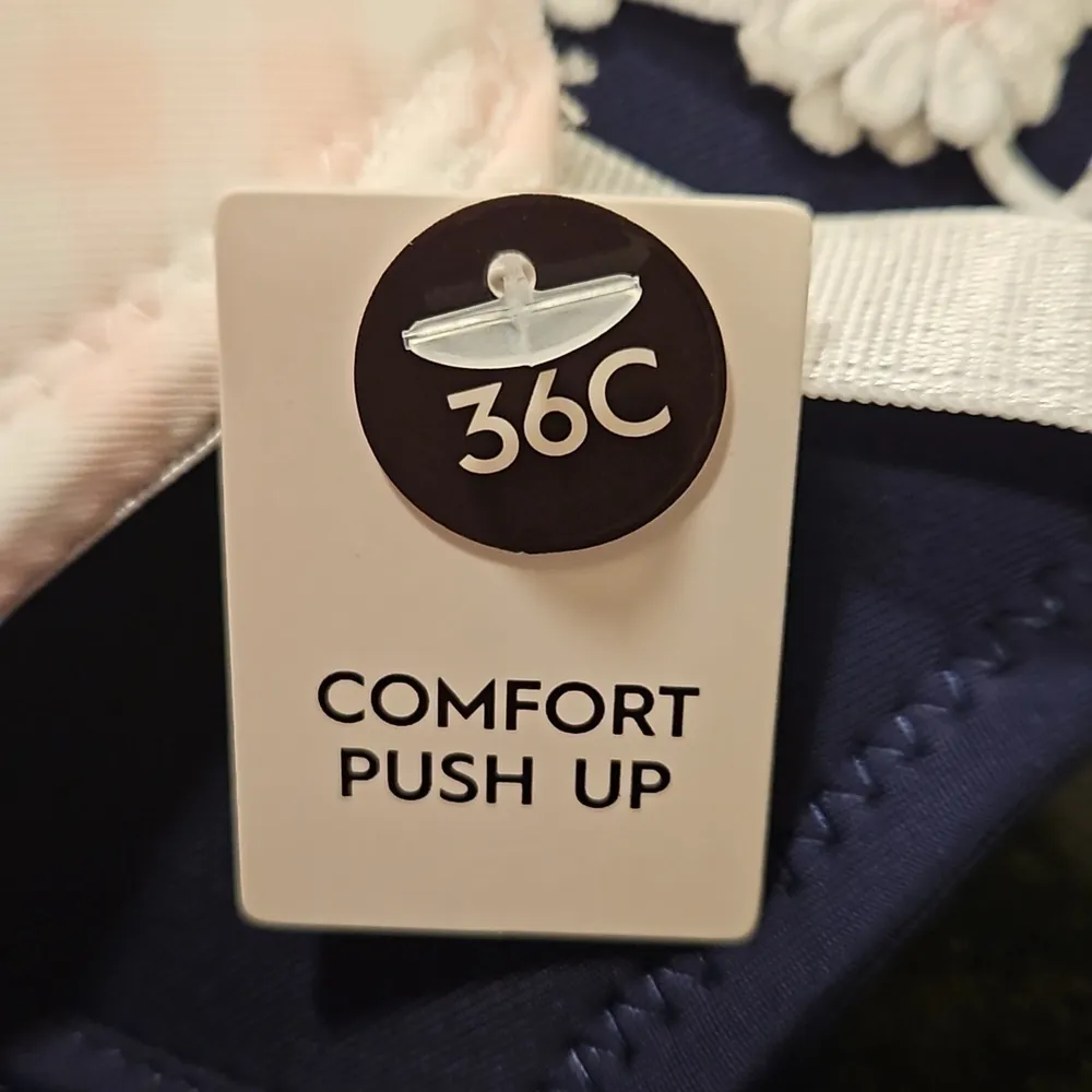 💕LAURA ASHLEY💕 Comfort Push Up Bras (2 Pack) Pink Checkers & Navy Blue 36C NWT - Image 14