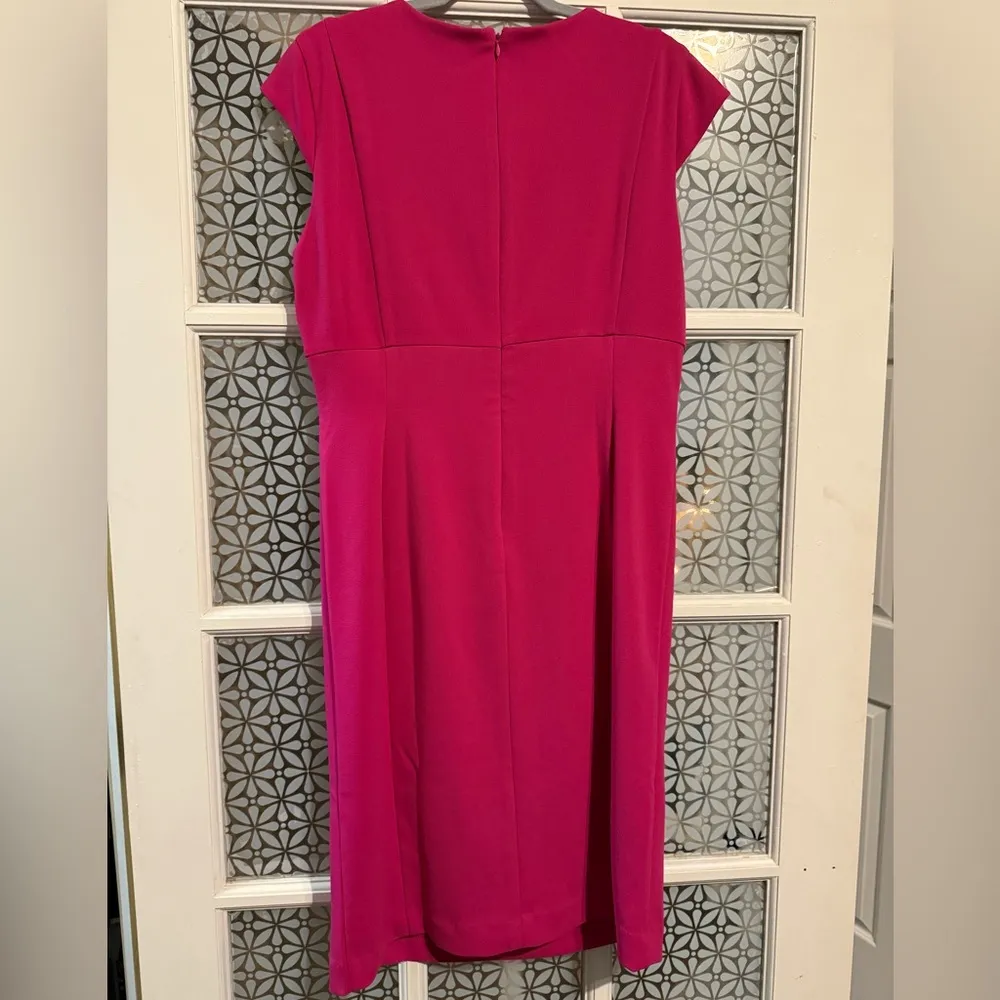 Tahari shocking pink v neck sheath dress sz 12 NWT - Image 2
