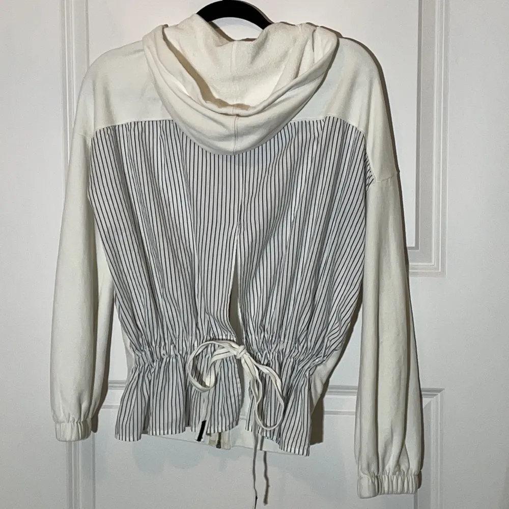 Stateside White Cotton Full Zip Open Back Hoodie Medium - Image 2