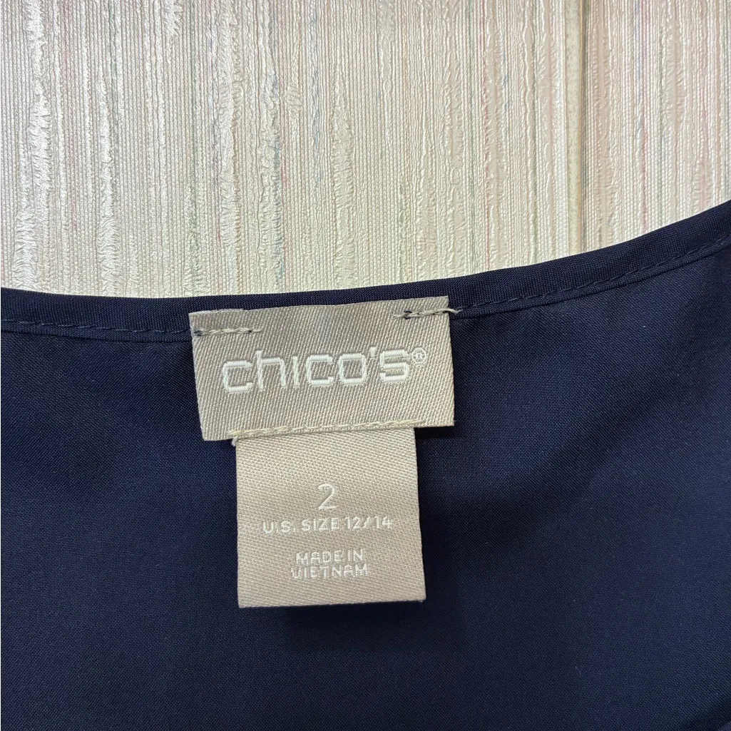 Chico's Navy Blue Cami Tank Top Size 2 (L / 12-14) | Resort Cruise Wear - Image 4