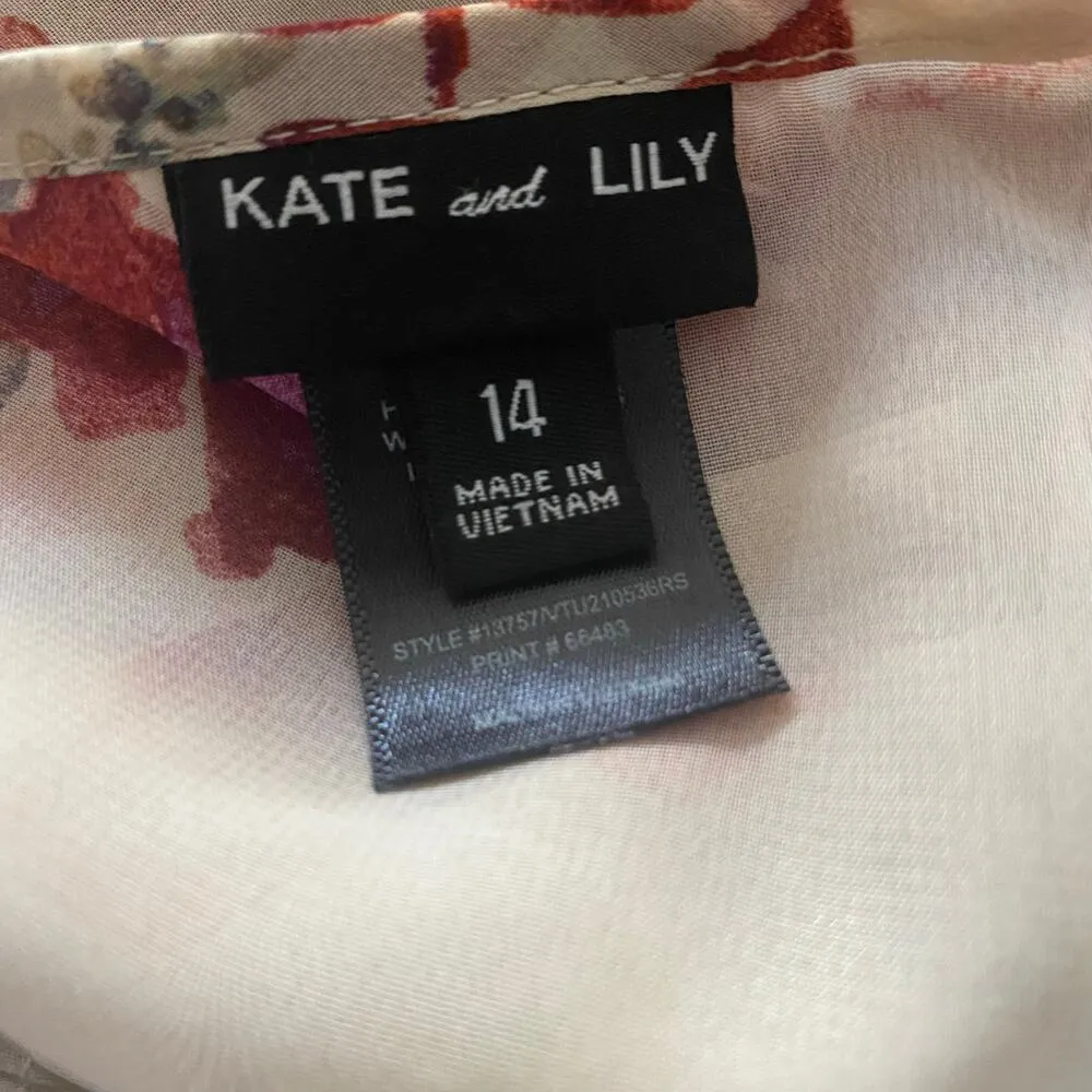 Kate and Lily Sheer White Floral Print Long Sleeve Surplice V - Image 7