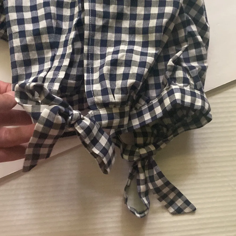 Shein women’s blue plaid pull-on ankle tie lounge pants, size medium - Image 6