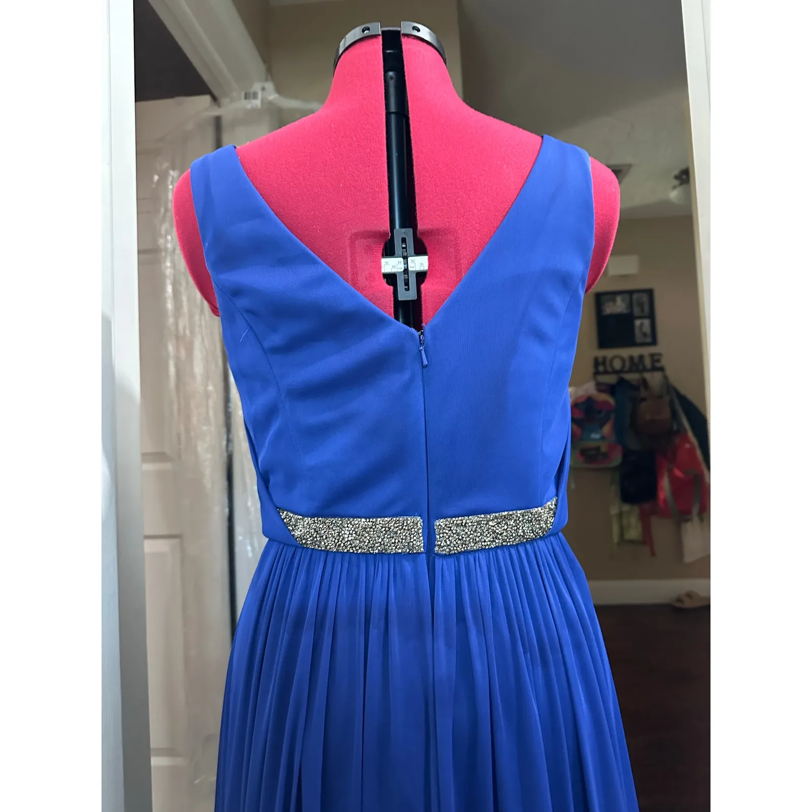 David’s Bridal Cobalt Blue Rhinestone Waist Bridesmaid Formal Dress 10 L W11092 - Image 4