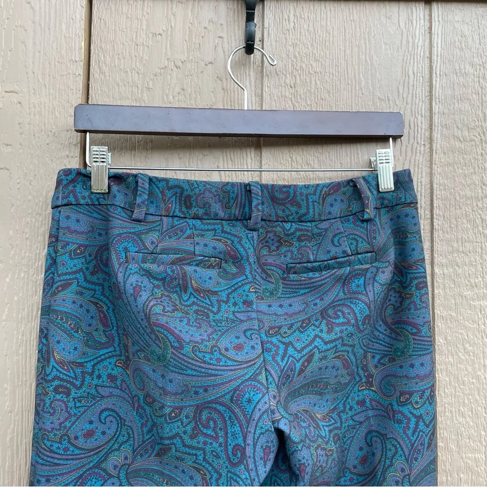 Talbots Womens Pants Hampshire Teal Blue Paisley Print   Mid Rise Size 4 - Image 5