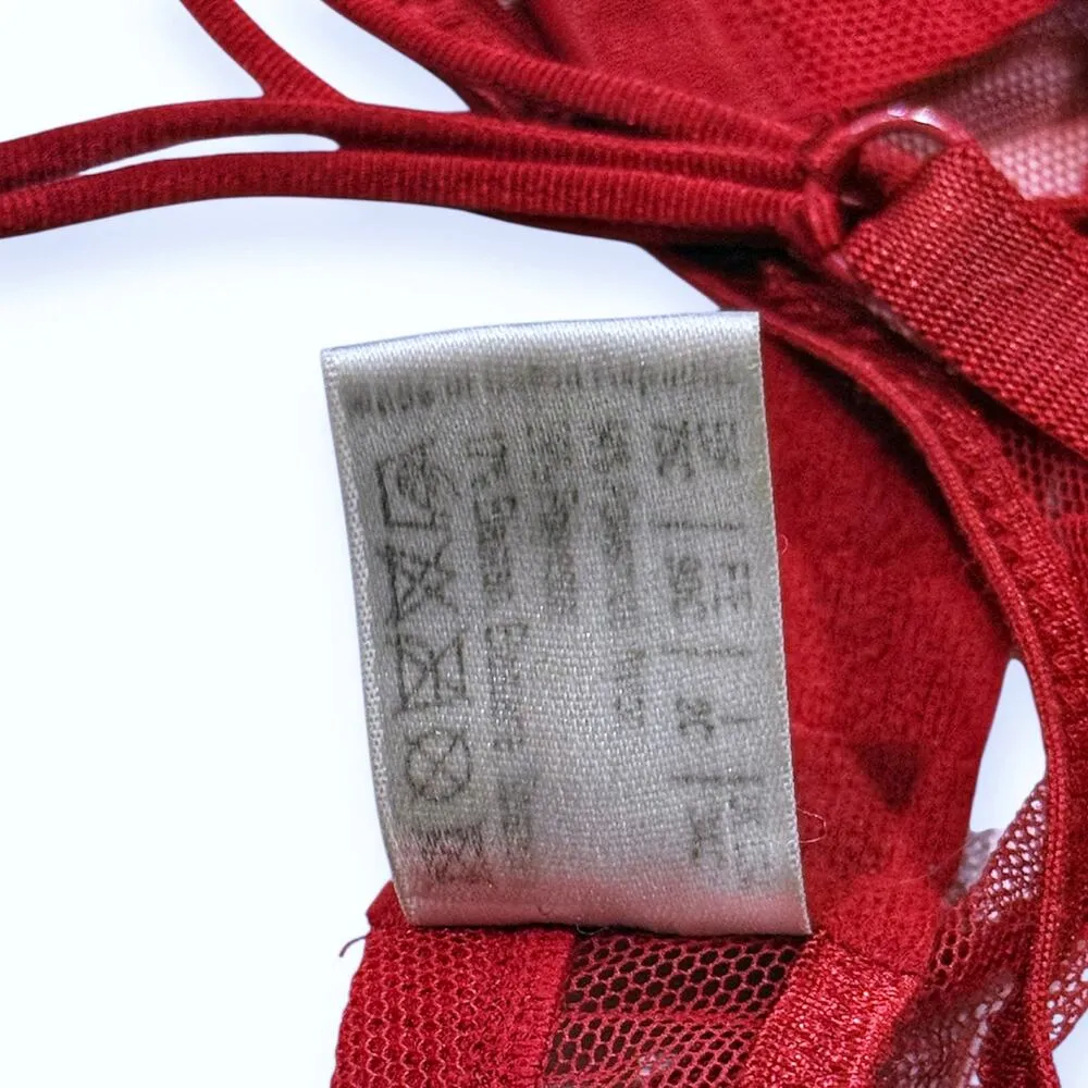 Wolford 34C Bra Sheer Unlined Underwire Red Mesh Sexy Lingerie Adjustable VTG Size undefined - Image 5