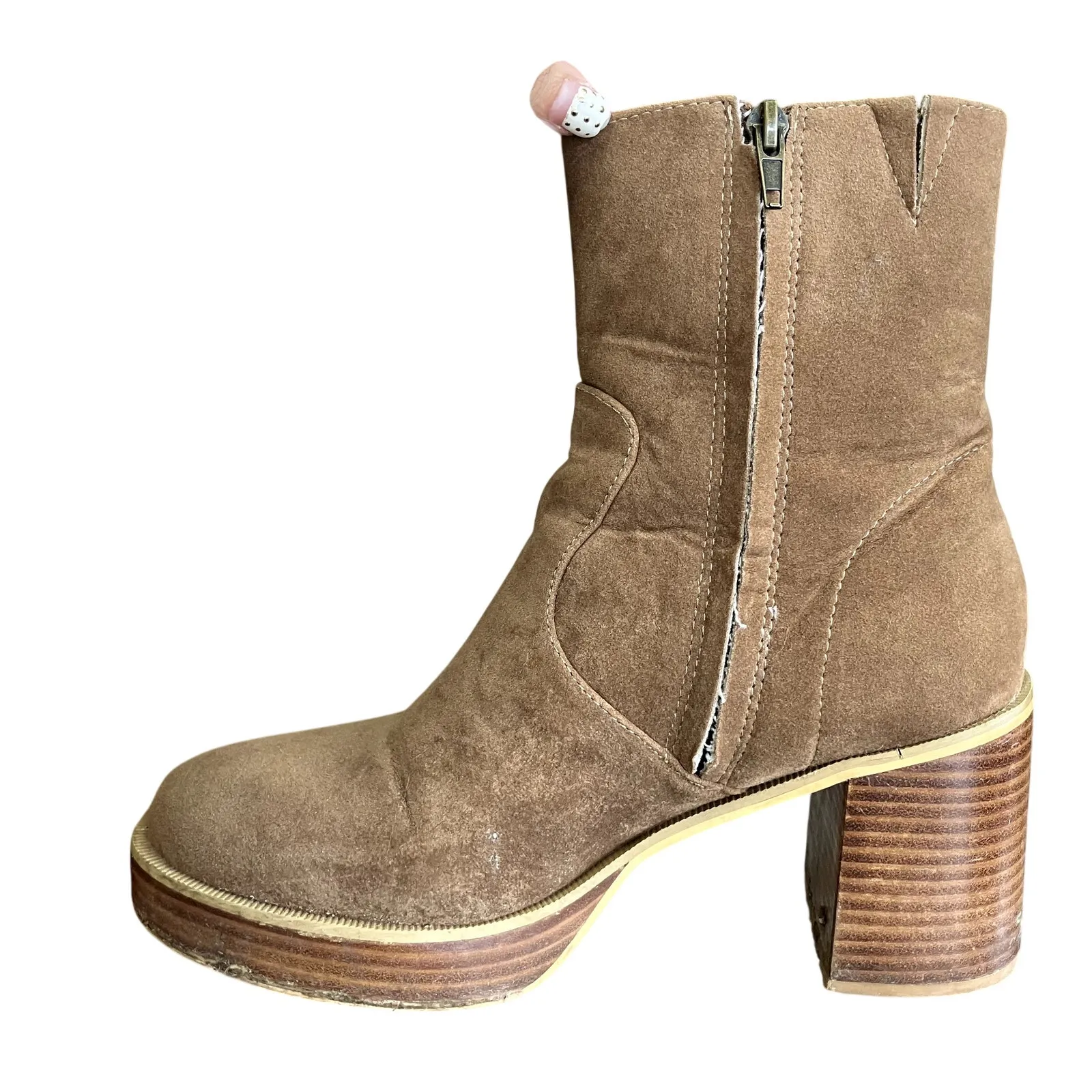 Oasis Society Suede Platform Boots in Brown - Image 4