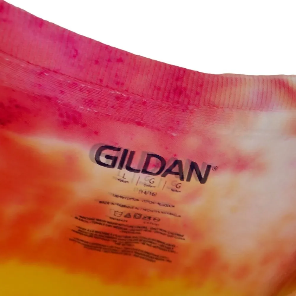 Tie Dye T Shirt Top Festival Short Sleeve Cotton Hippie Trendy Logo Womens S/M - Image 3