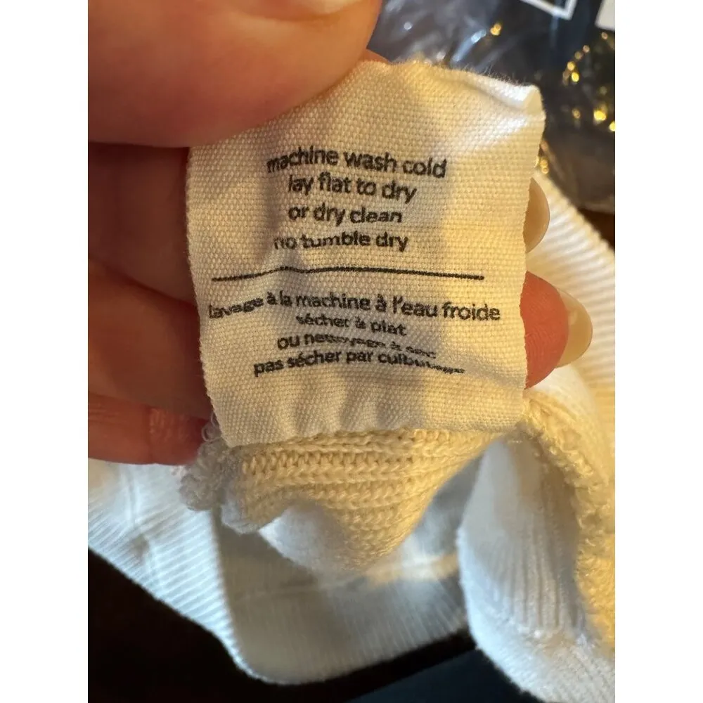 Oak + Fort Shirt Women Medium Ivory Ribbed Knit Tie Neck‎ Halter Top Streetwear - Image 6