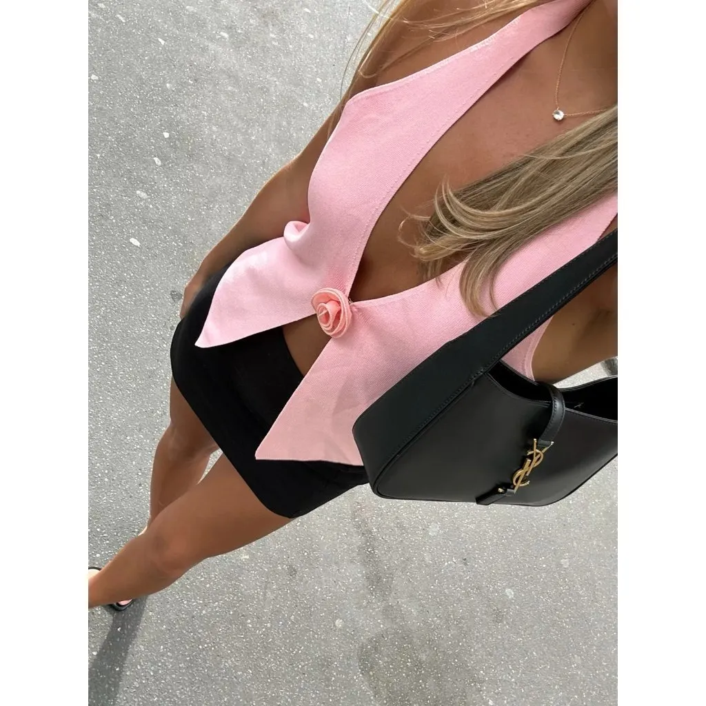 MORE TO COME Dixie Halter Top in Light Pink New Womens Sleeveless Knit - Image 10