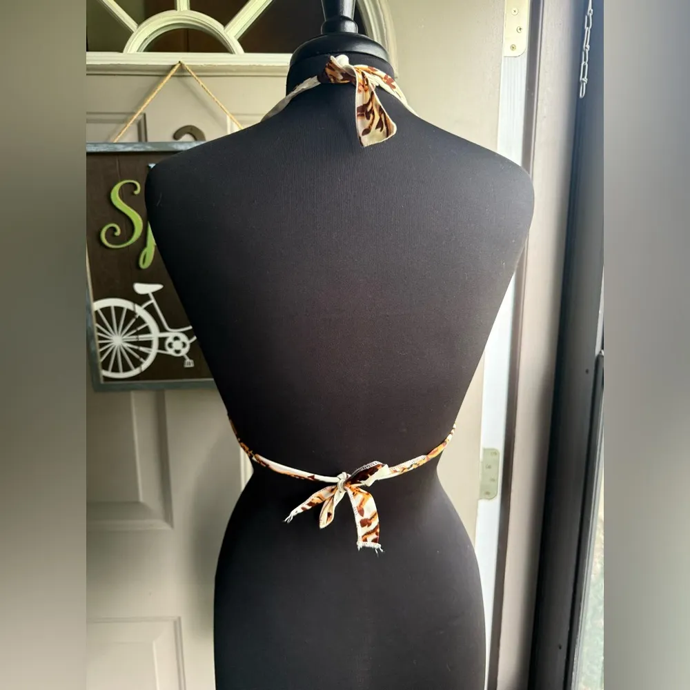 Vintage 70s Ego Chicago jungle leopard bra top halter shirt set, size 5 Brown - Image 15
