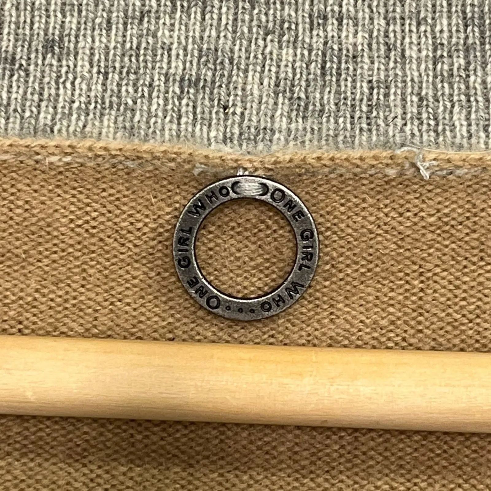 Cashmere Cardigan Sweater Womens Small Gray Colorblock Retro Vintage Inspired - Image 3