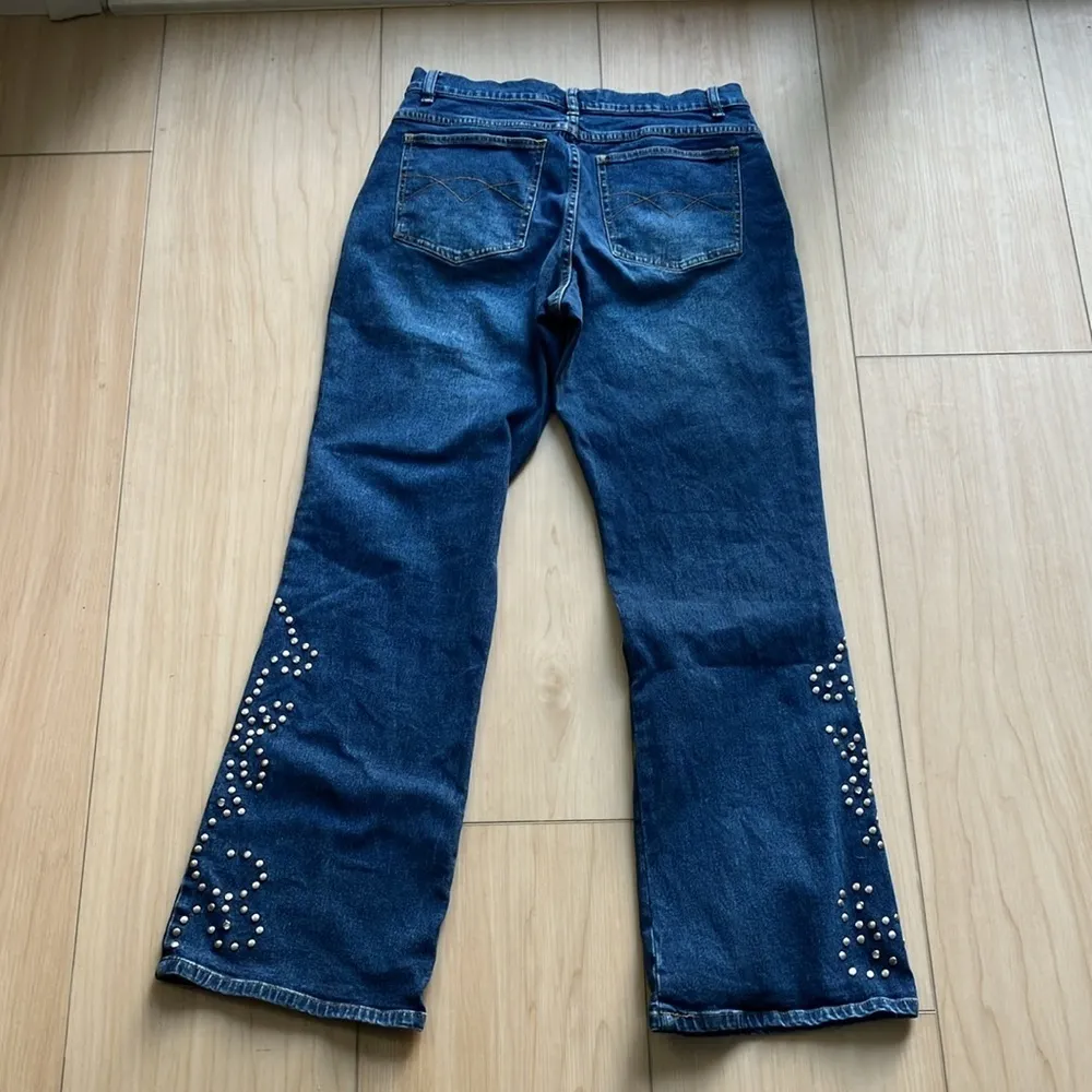 Vintage Retro Bling Riveted Flare Jeans Size 8 Stretch Womens - Image 4