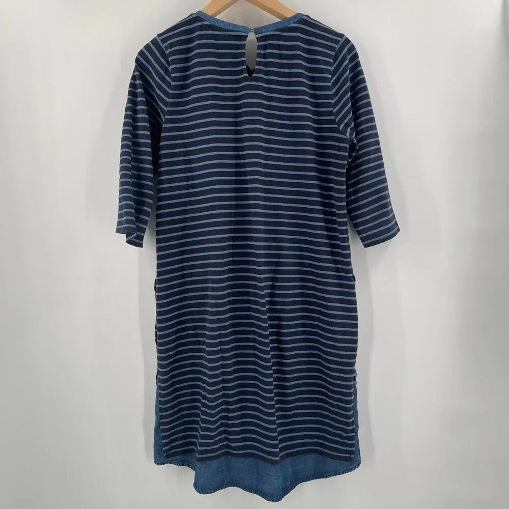 J.JILL Dress Size Small Denim Chambray Blue Jean Shift Shirttail Cotton Tencel - Image 3