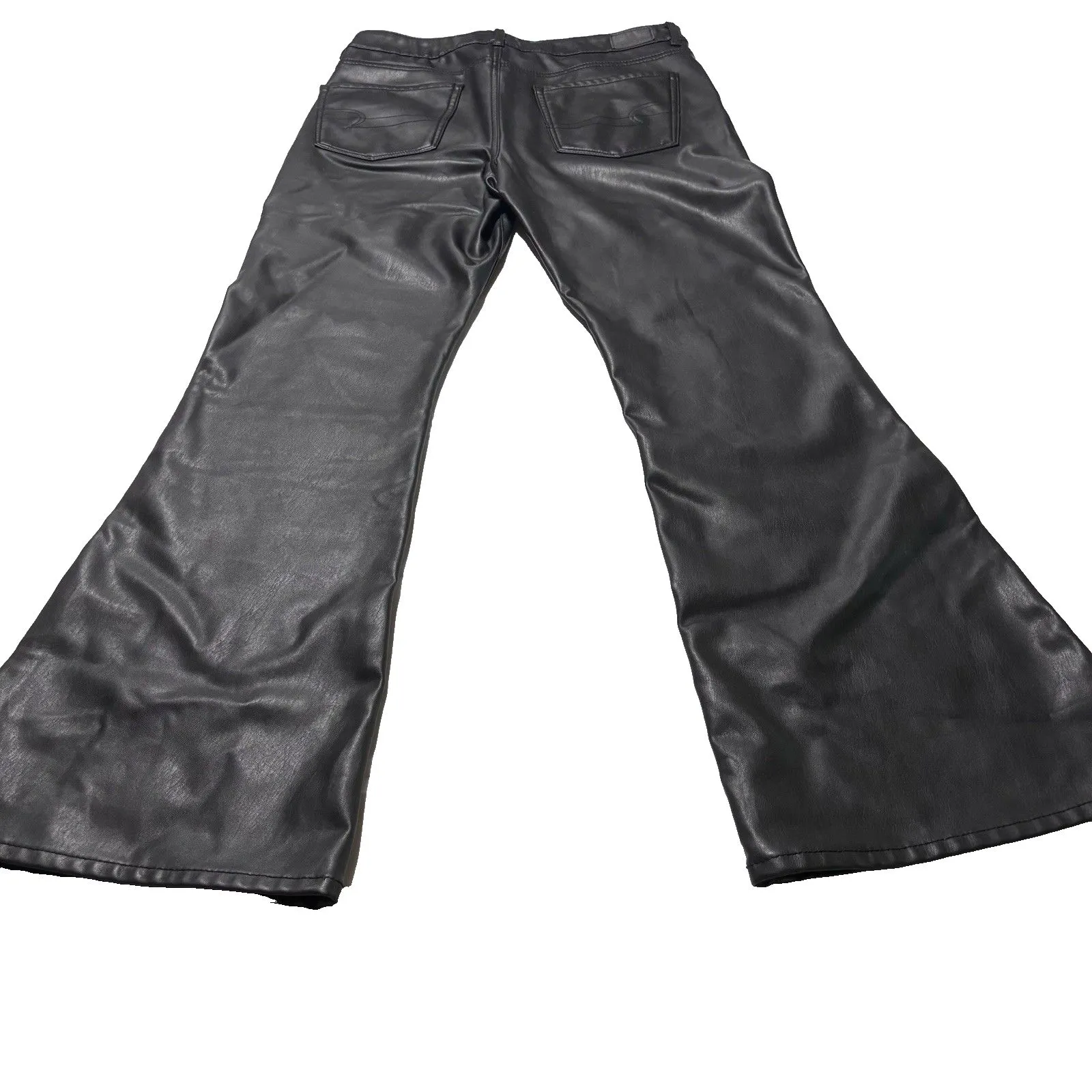 American Eagle Stretch Faux Leather High Waisted Flare Pants Size 14 Long - Image 6