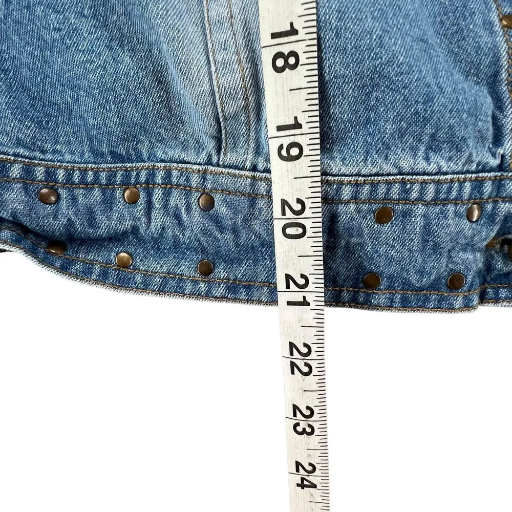 Don't Mess With Texas Jean Jacket Womens XL Blue Denim Studded Western Cowgirl - Image 8