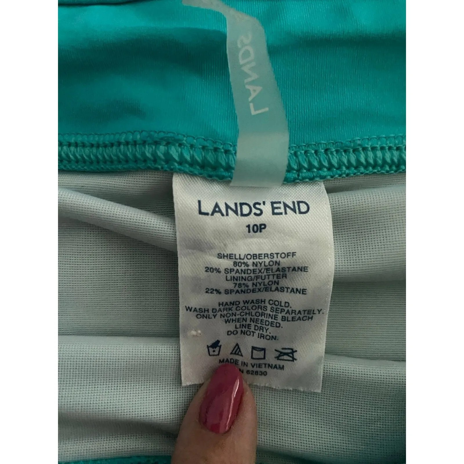 Land's End Women's Petite Tummy Control Swim Skirt Turquoise Blue‎ Size 10P - Image 6