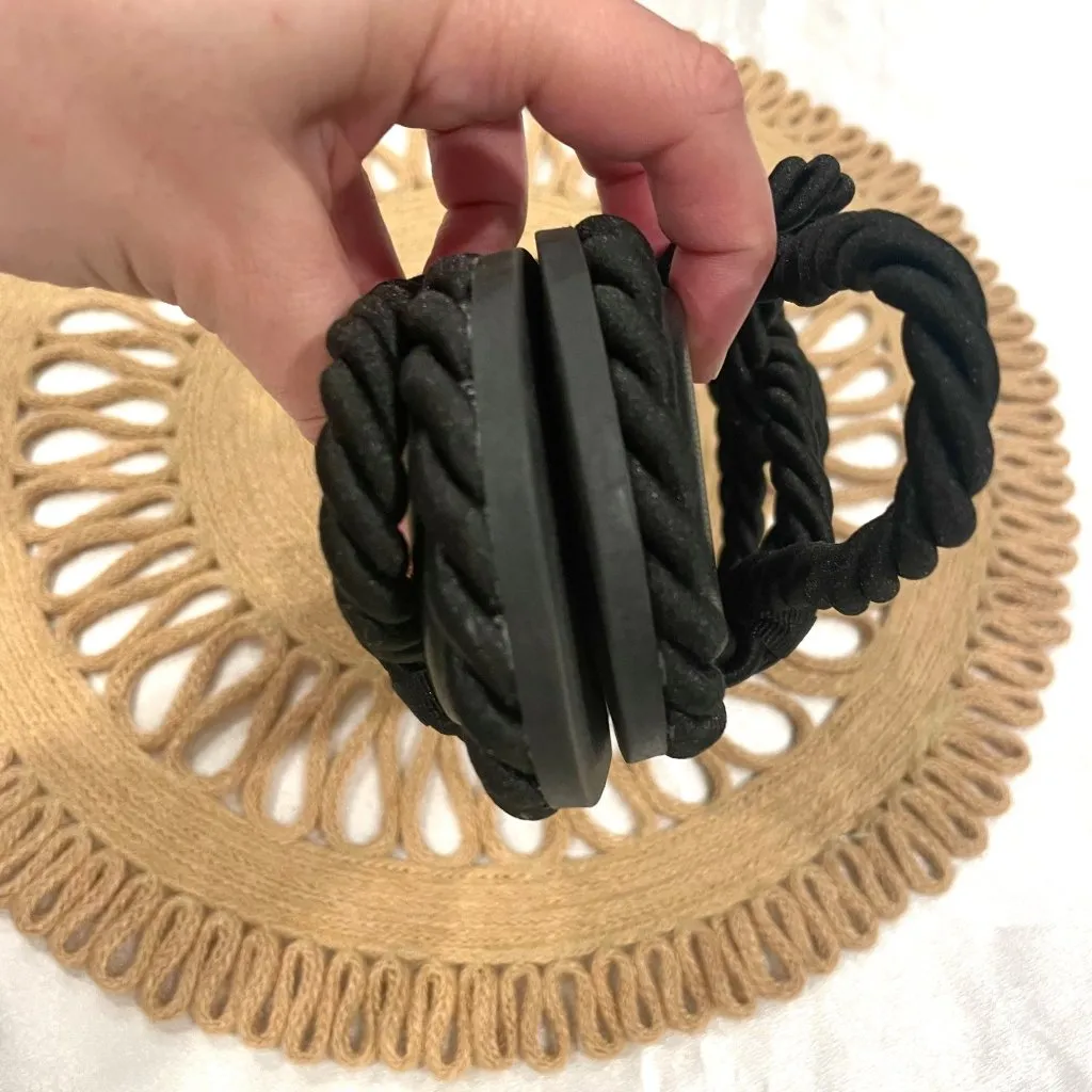 H&M Black Robe Twisted Flat Open Toe Sandals Size EU 36/ US 5 - Image 10