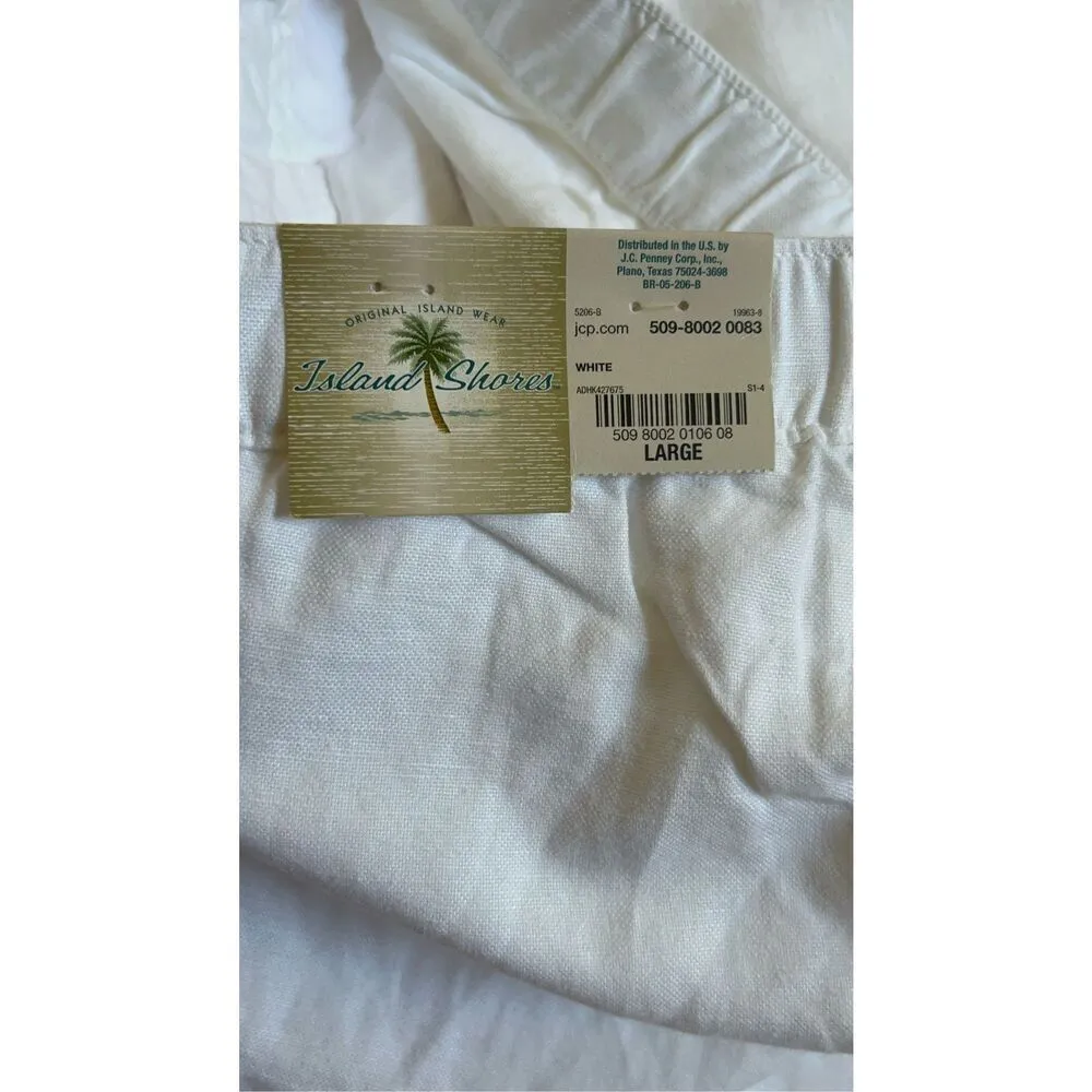 Island Shores White Linen Pants Large - Image 10