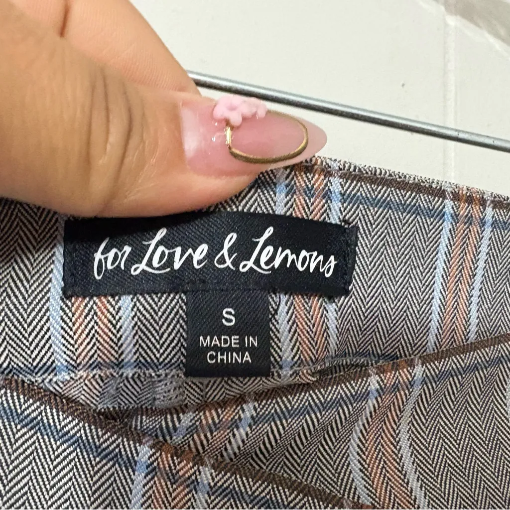 For Love & Lemons Kim Wide Leg Pants Gray Plaid Size S - Image 10