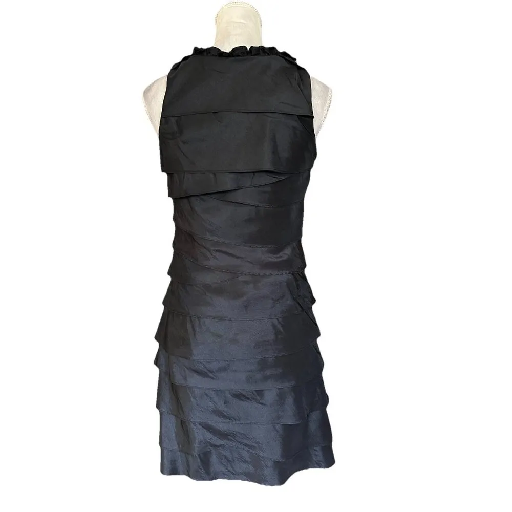 SL Fashions Sz 6 Tiered Cocktail Dress Beaded Neck Black Goth Dark Academia - Image 13