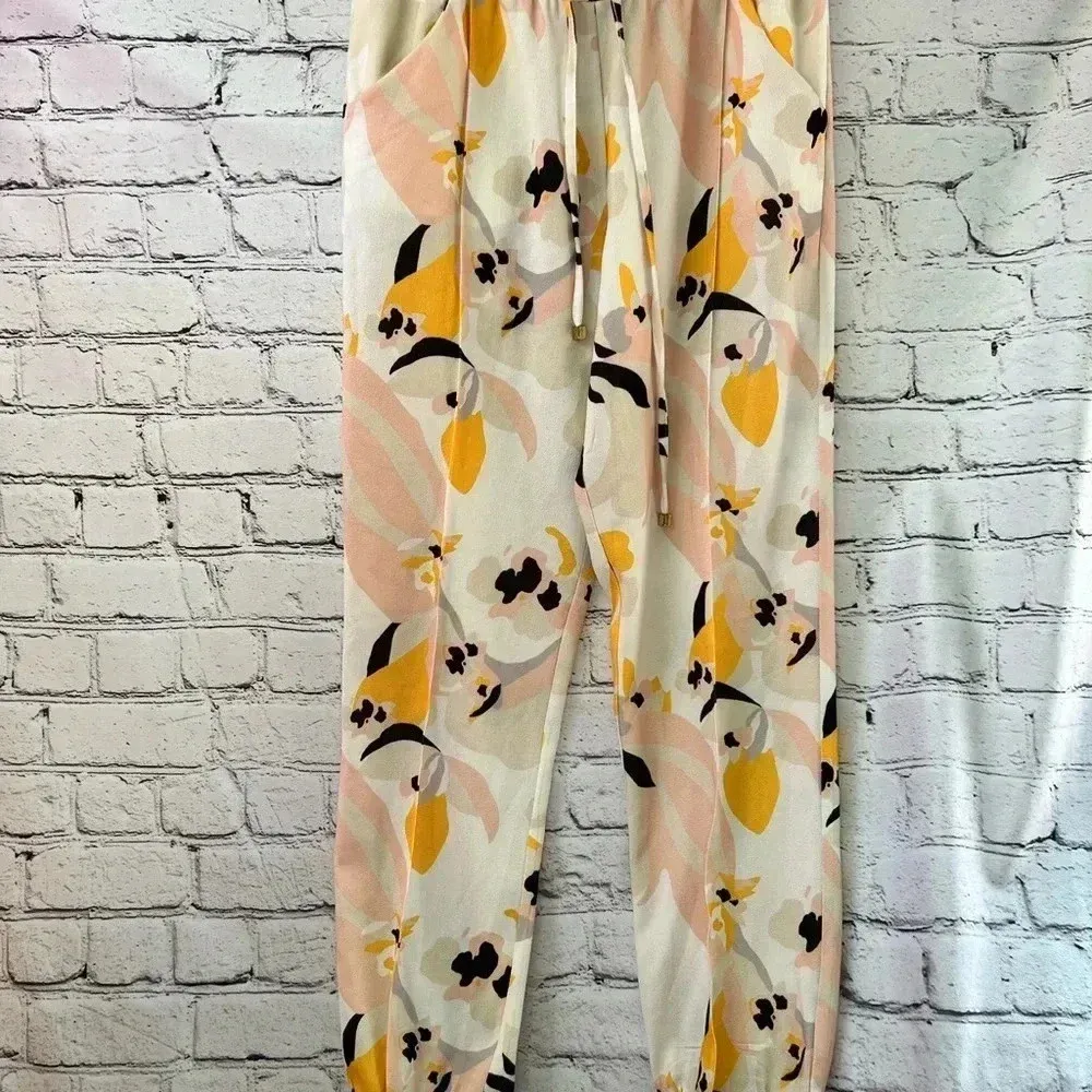Heidi Klein Honolulu‎ Woven Harem Trousers Drawstring Elastic Waist Size Small Yellow - Image 2