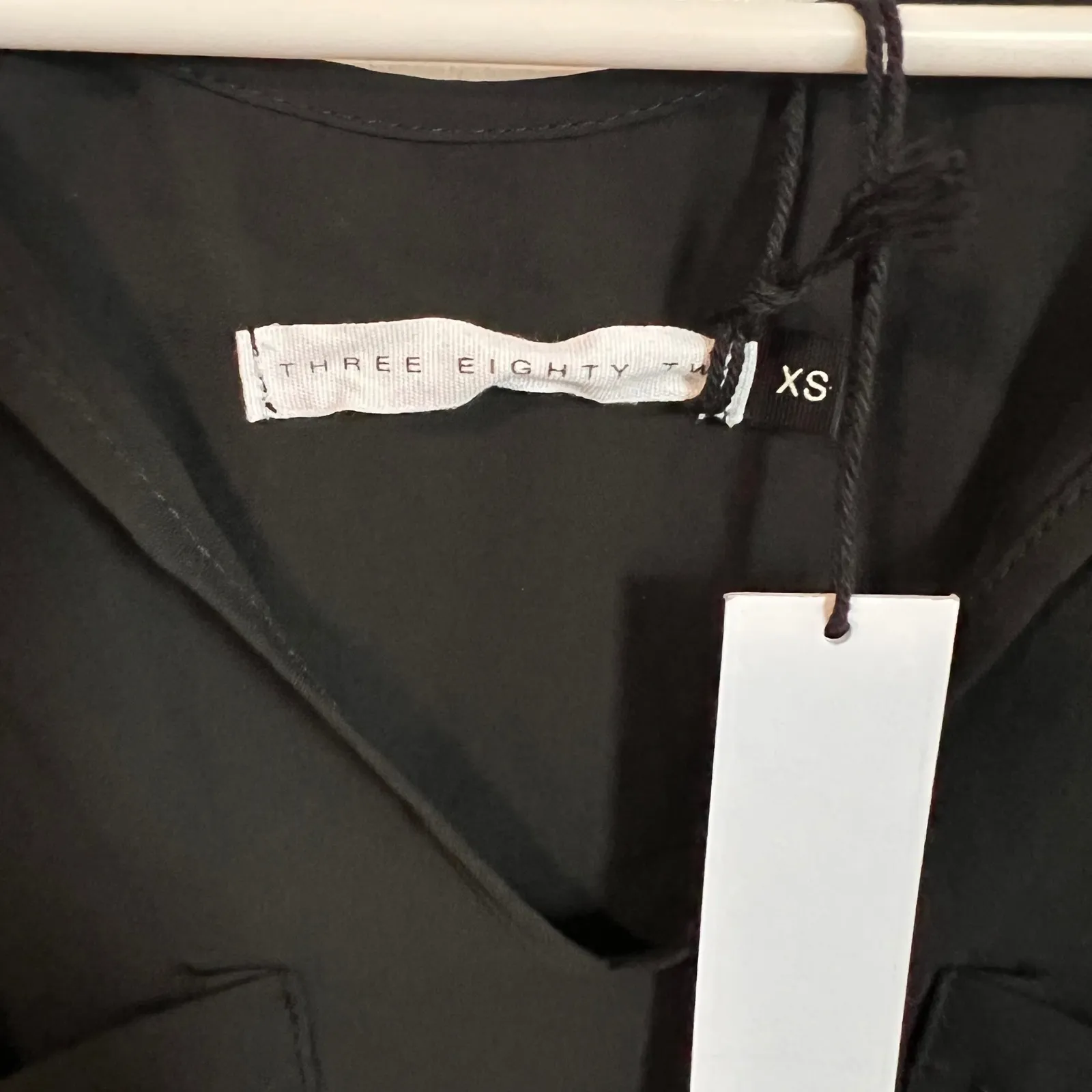 THREE EIGHTY‎ TWO Black Long Sleeve Tie Neck Pocket Blouse Top Size XS NWT - Image 3