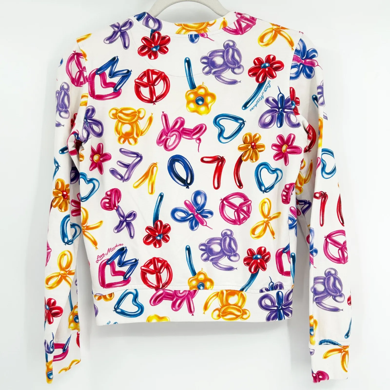 Love Moschino Womens Balloon Animal Logo Print Long Sleeve Crewneck Top Size 2 - Image 8