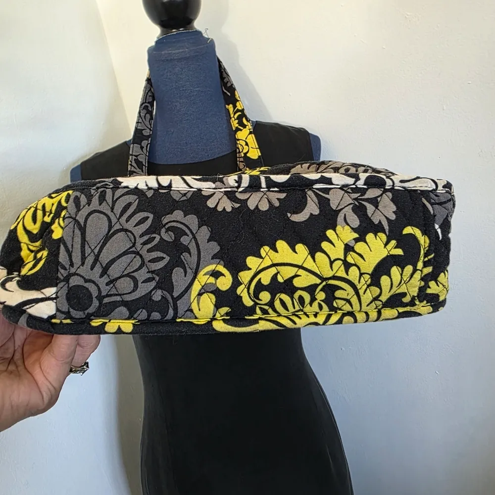 Retired Vera Bradley Baroque Large Tote Bag Black White Yellow - Image 6
