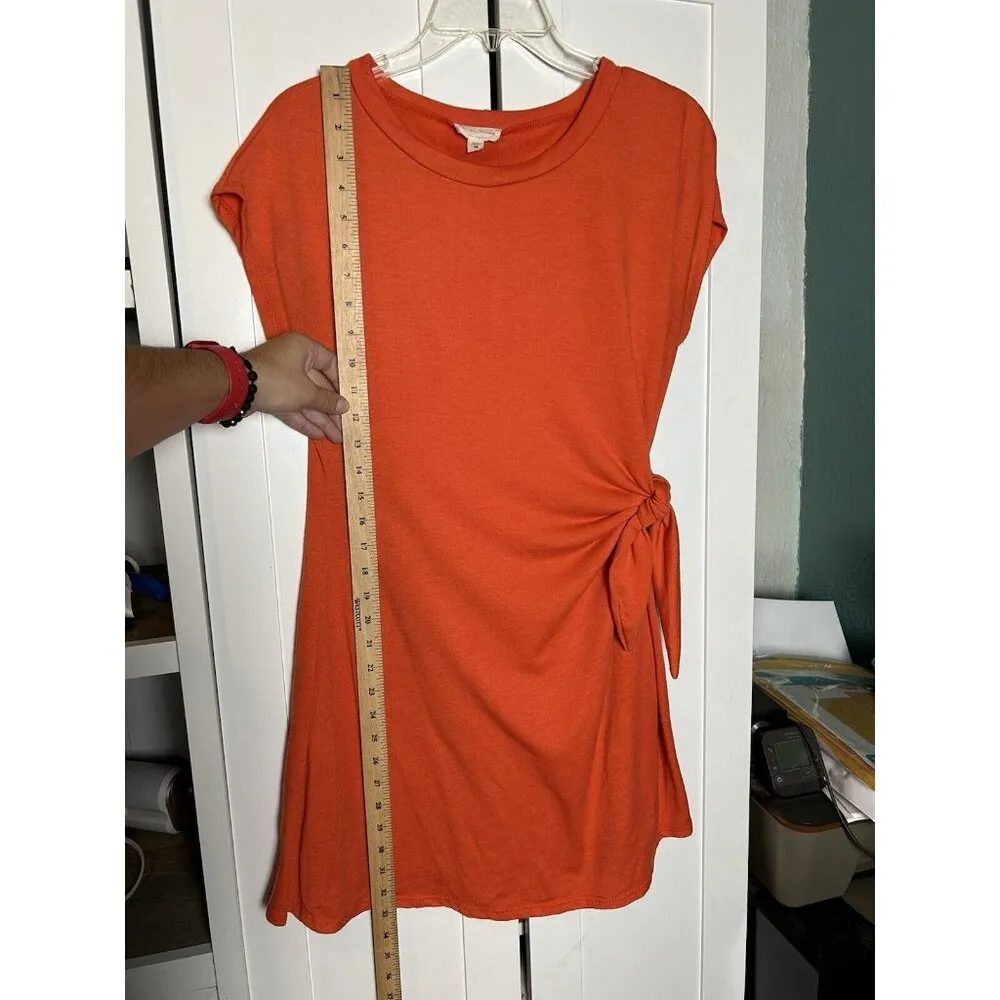 See You Monday Dress Womens Medium Orange Side Tie Party‎ Casual - Image 3