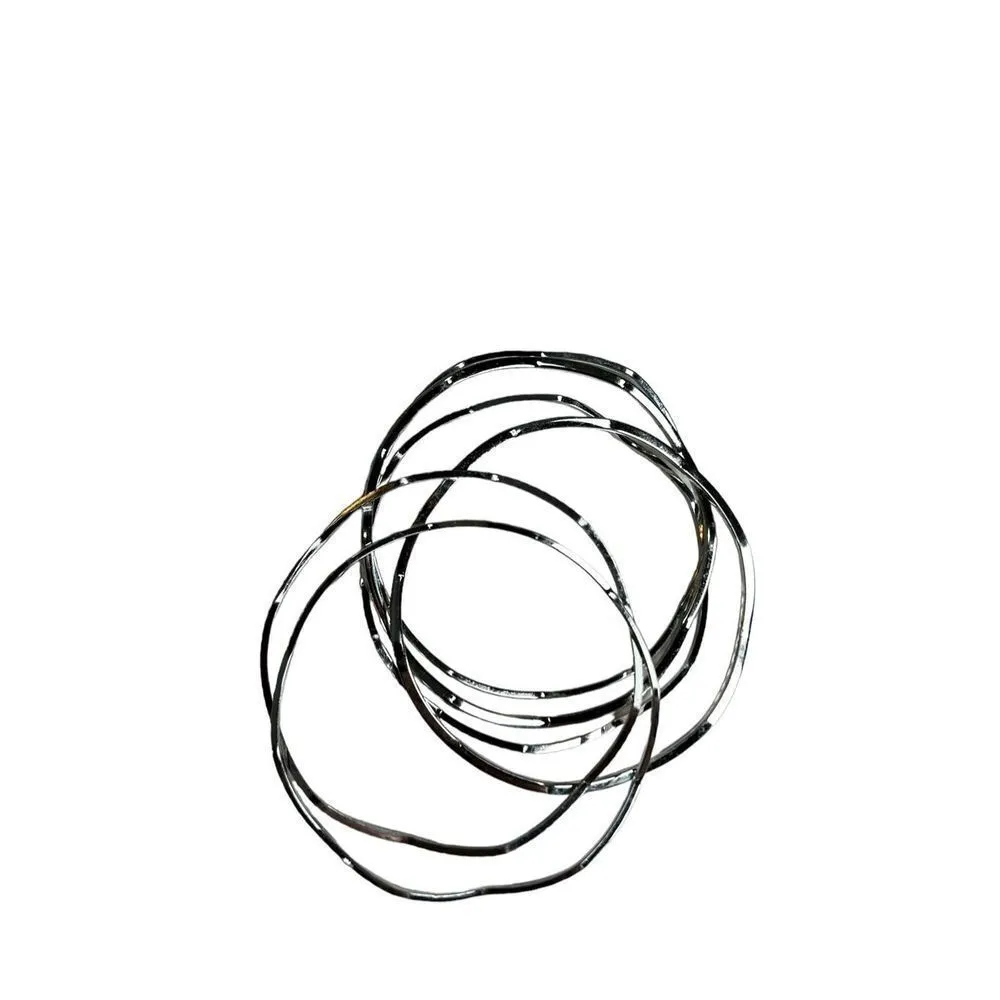 Set of 6 silver bangle bracelets - Image 6