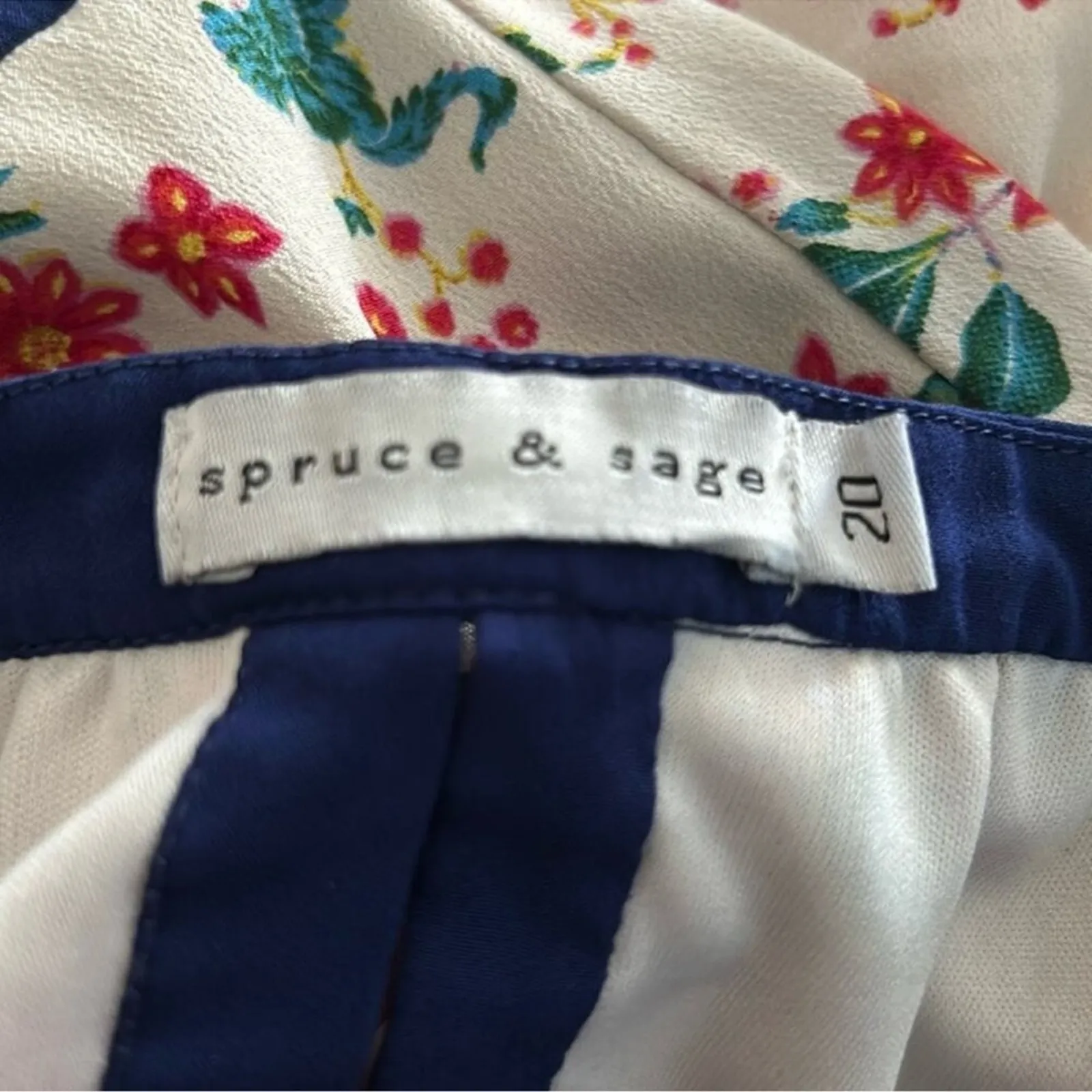 Spruce & Sage Plus Size 20 Cream Navy Floral Midi Dress V - Image 3