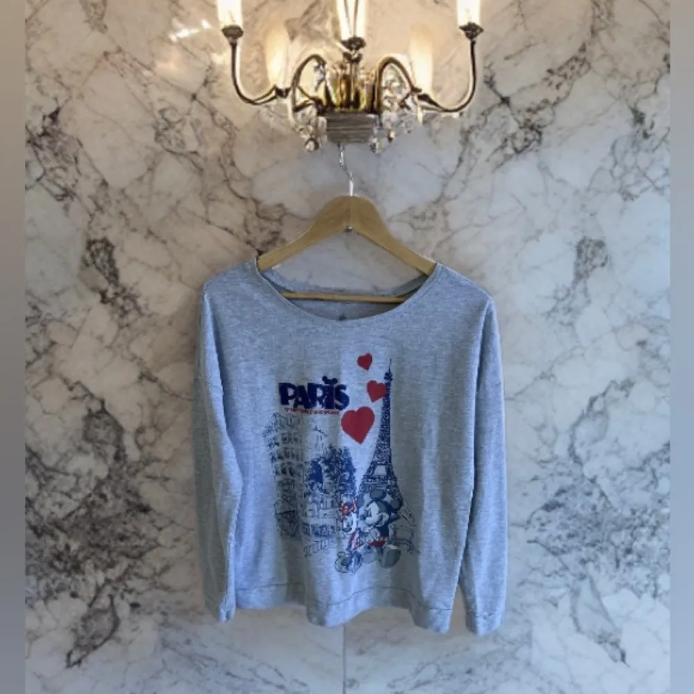 Disney Parks Epcot Paris Long Sleeve, Size XL Mikey, Minnie gray T-shirt  cotton - Image 3