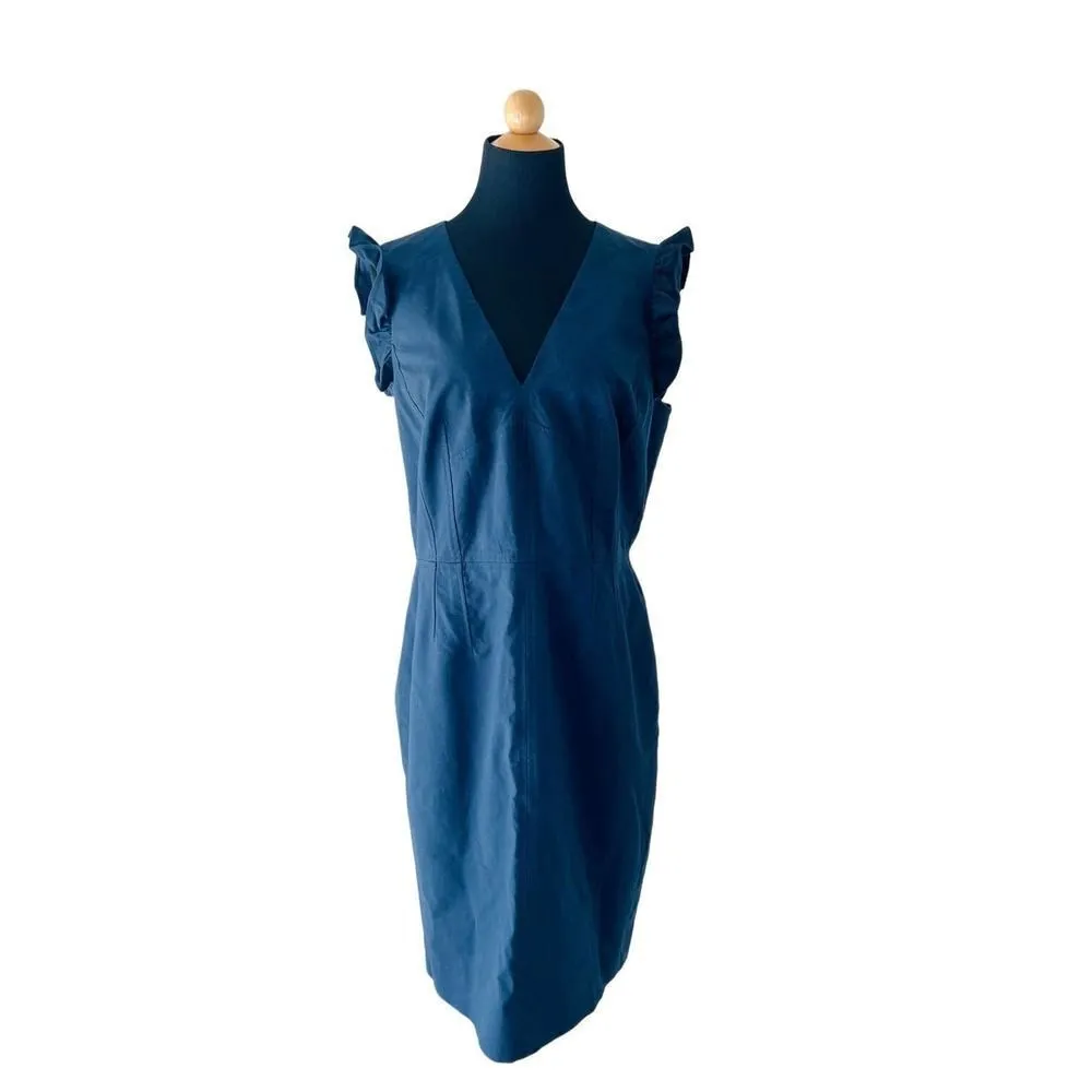 Tailored By Rebecca Taylor Stretch Modern V Neck Size 12 Blue - Image 15