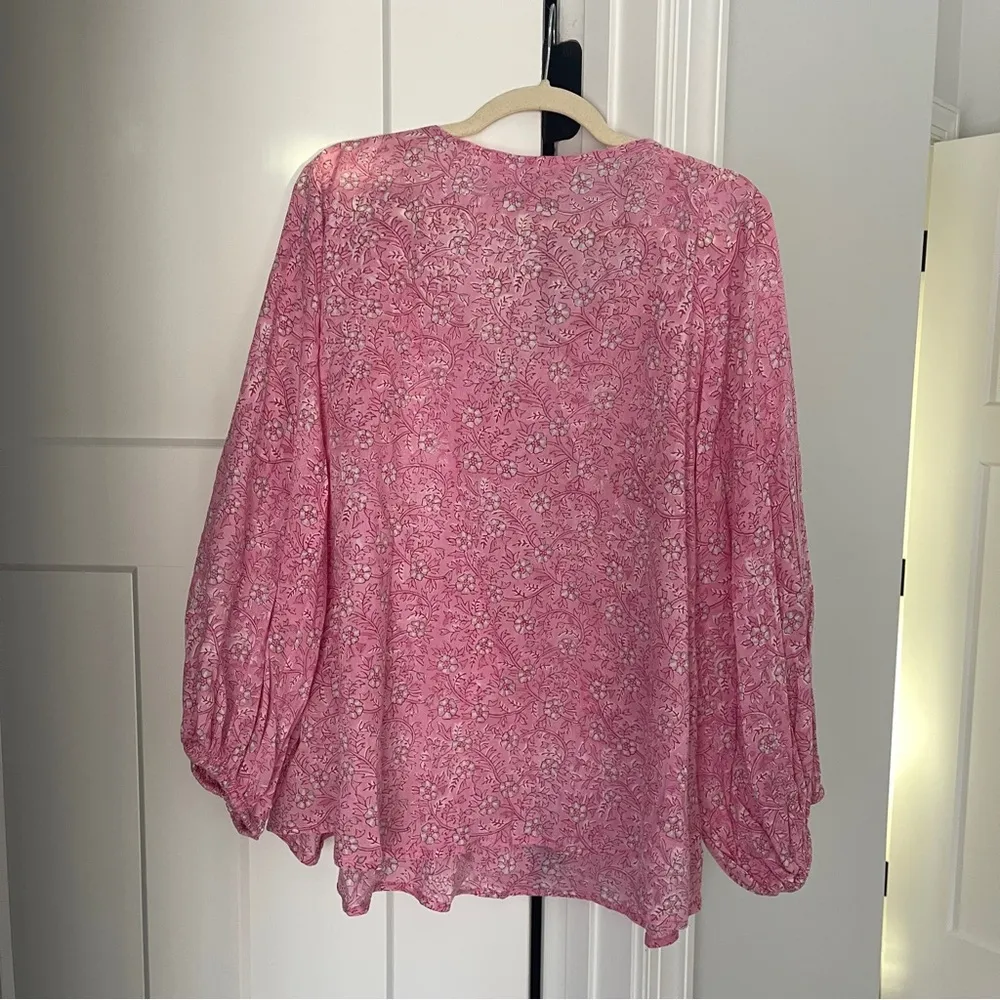 Emerson Fry India Collection BARDOT TOP CROCUS ORGANIC Pink Floral Size L - Image 5
