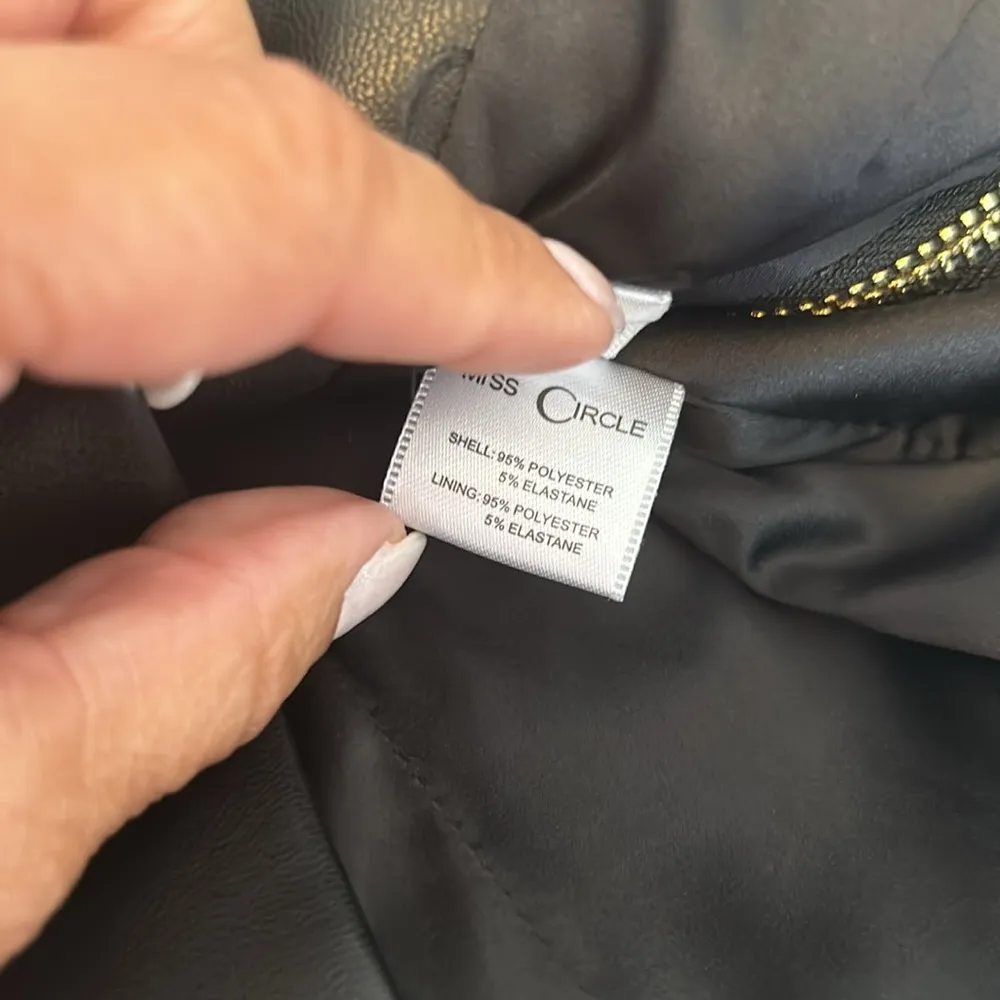 Miss Circle Anora Black Vegan Leather Mini Dress Size XS - Image 11