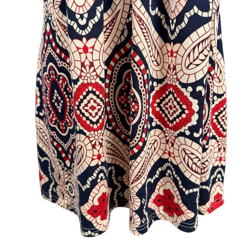 Reborn Sleeveless Dress Size L Blue Red Patterned Size L - Image 4