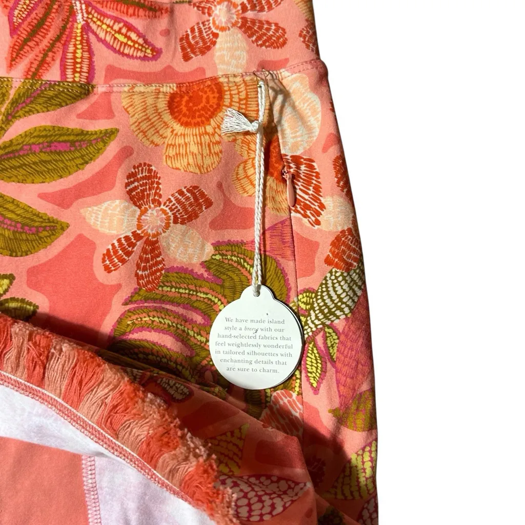 Spartina 449 Callawassie Floral Pink Mini Skirt Fringe Pockets Medium NWT Lined - Image 9