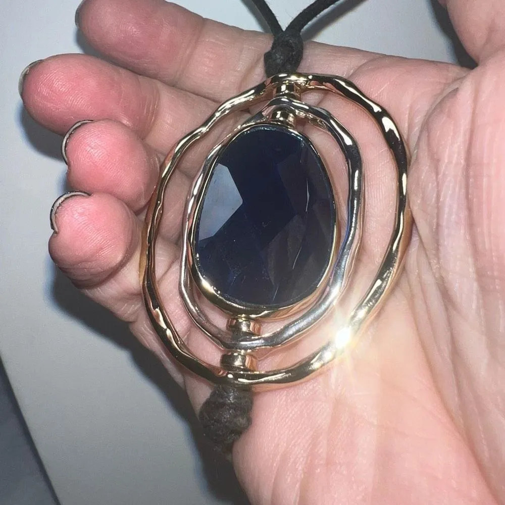 Bella Jack Gold & Silver Tone Royal Blue Faceted Pendant Necklace - Image 7