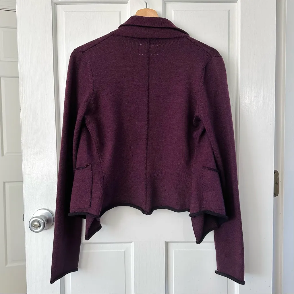 Lars Andersson Notched Collar Belted Cardigan Sweater Jacket Size S/M Red - Image 4