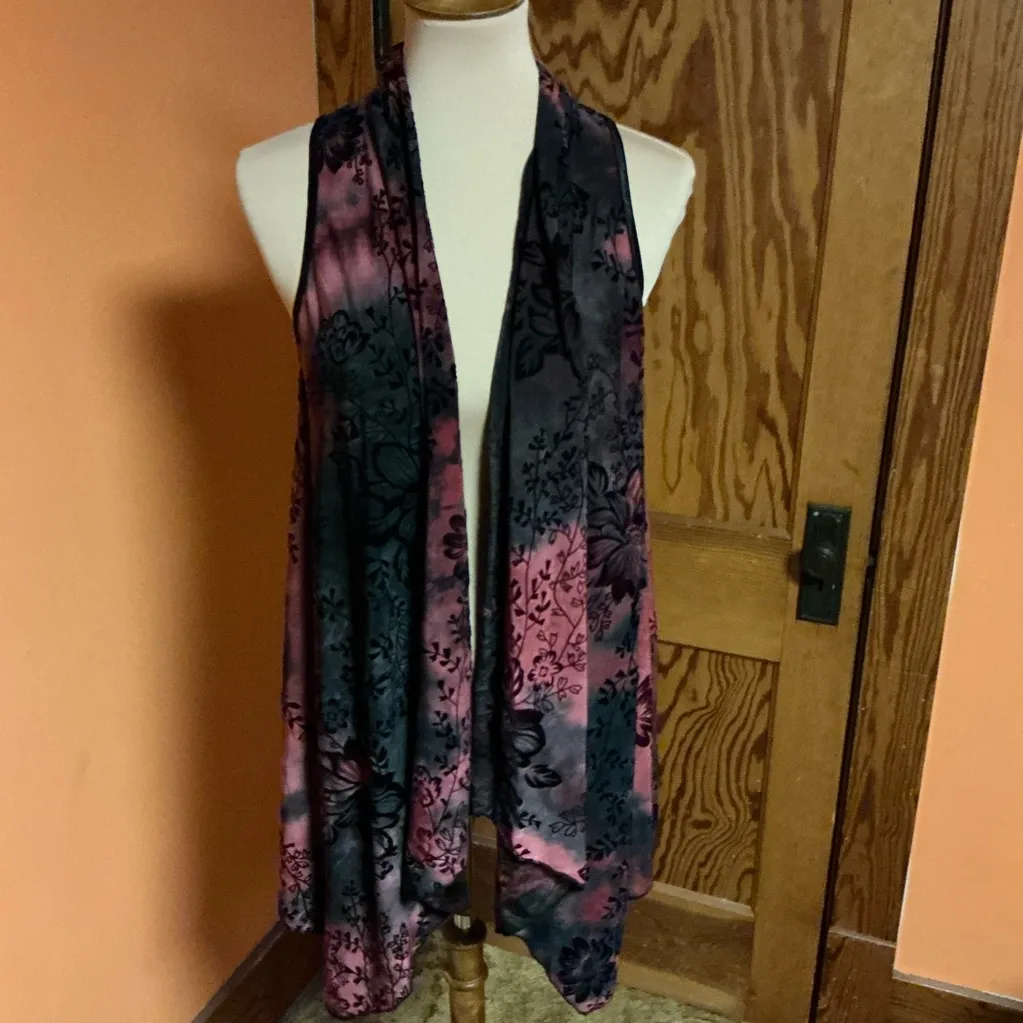 Vtg Y2K pink n black tie dye cover up vest - Image 8