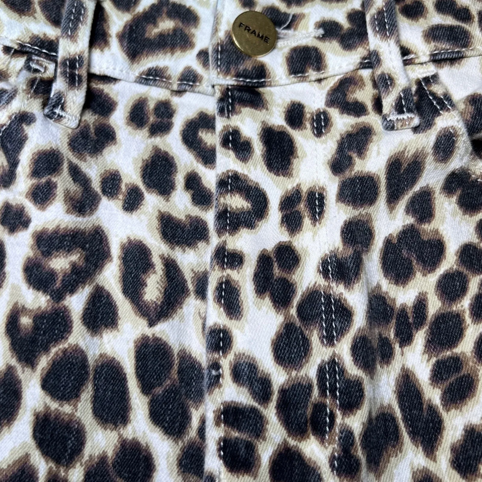 Frame Ali High Rise Cigarette Leopard Print Jeans Womens 27 Trendy Fashionable - Image 15