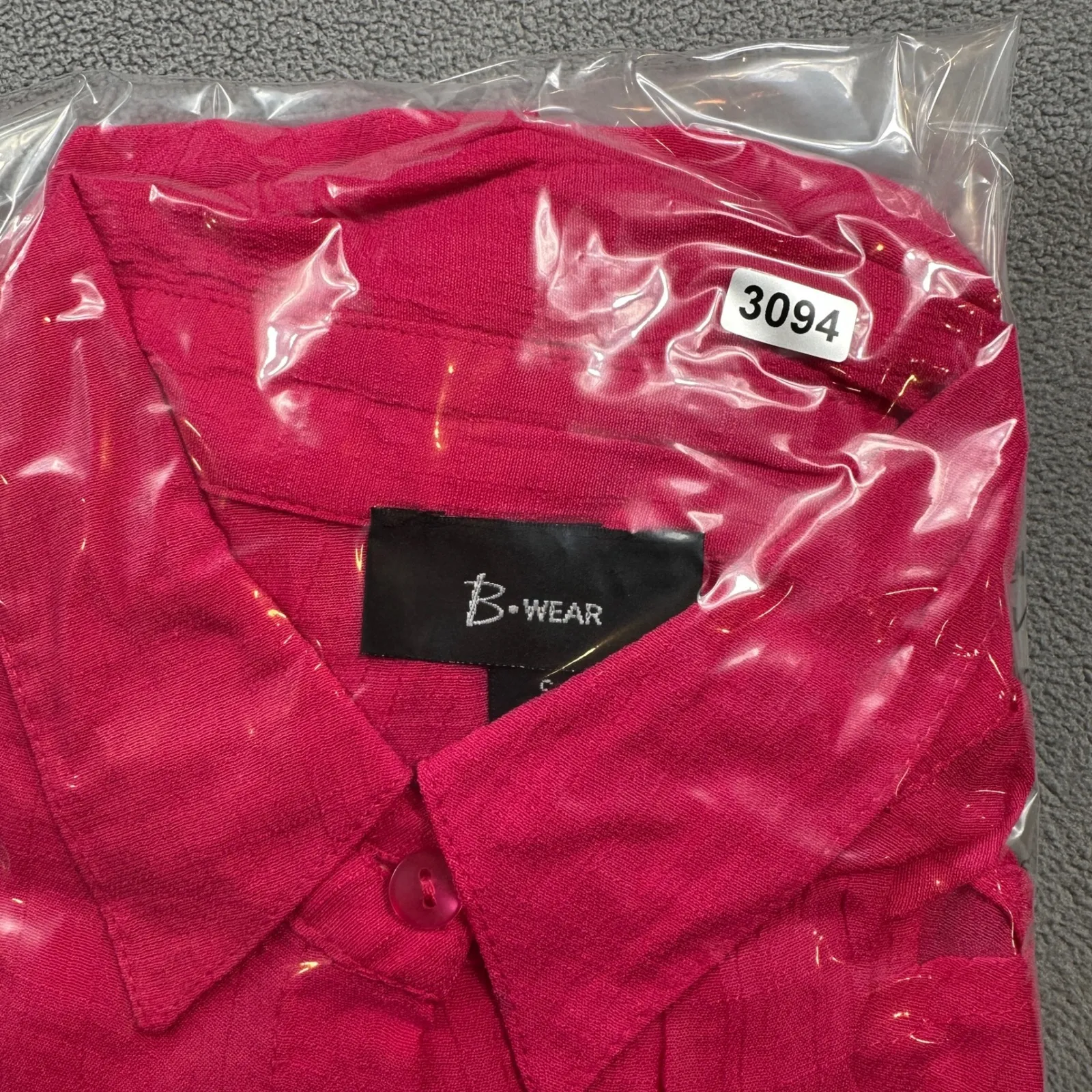 B Wear Top Blouse Small Womens Pink Button Down Roll Tab Sleeve Collar Shirt - Image 6