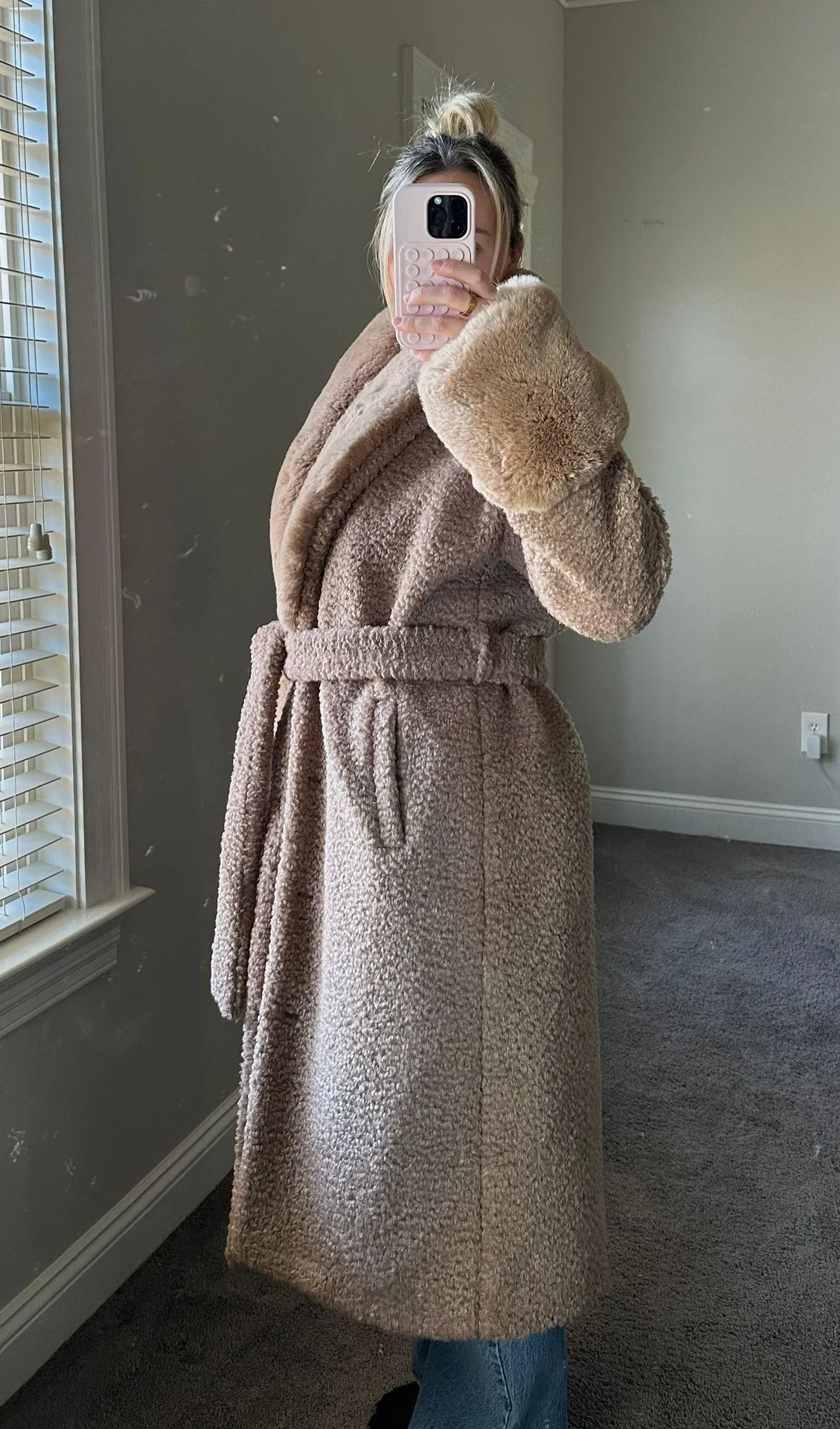 Sherpa Fur Trench Coat - Image 3