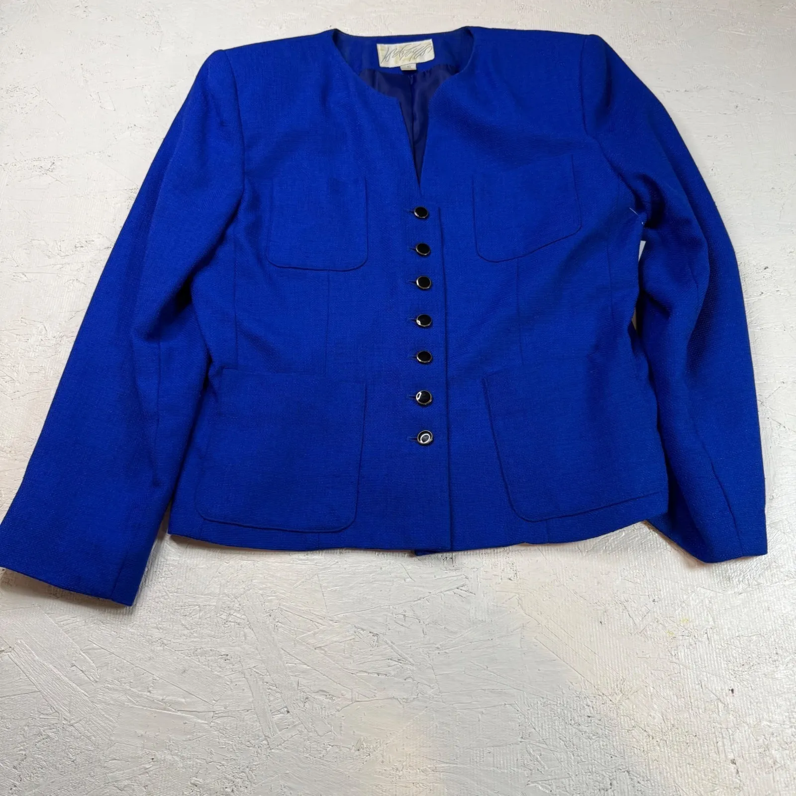 Vintage Lord & Taylor Royal Blue Skirt Suit Set Blazer and Skirt Size 10‎ - Image 2