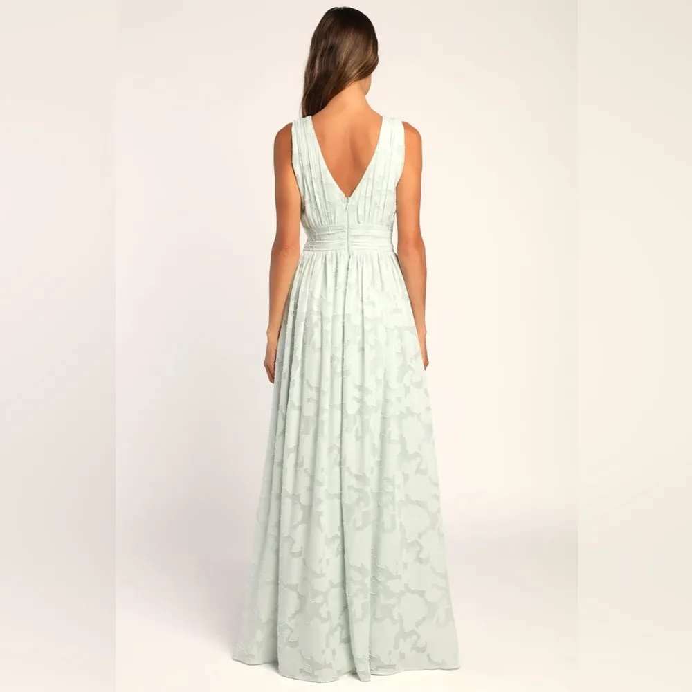 LULU’S Sweet Sophistication Sage Green Burnout Floral Maxi Dress - Image 3