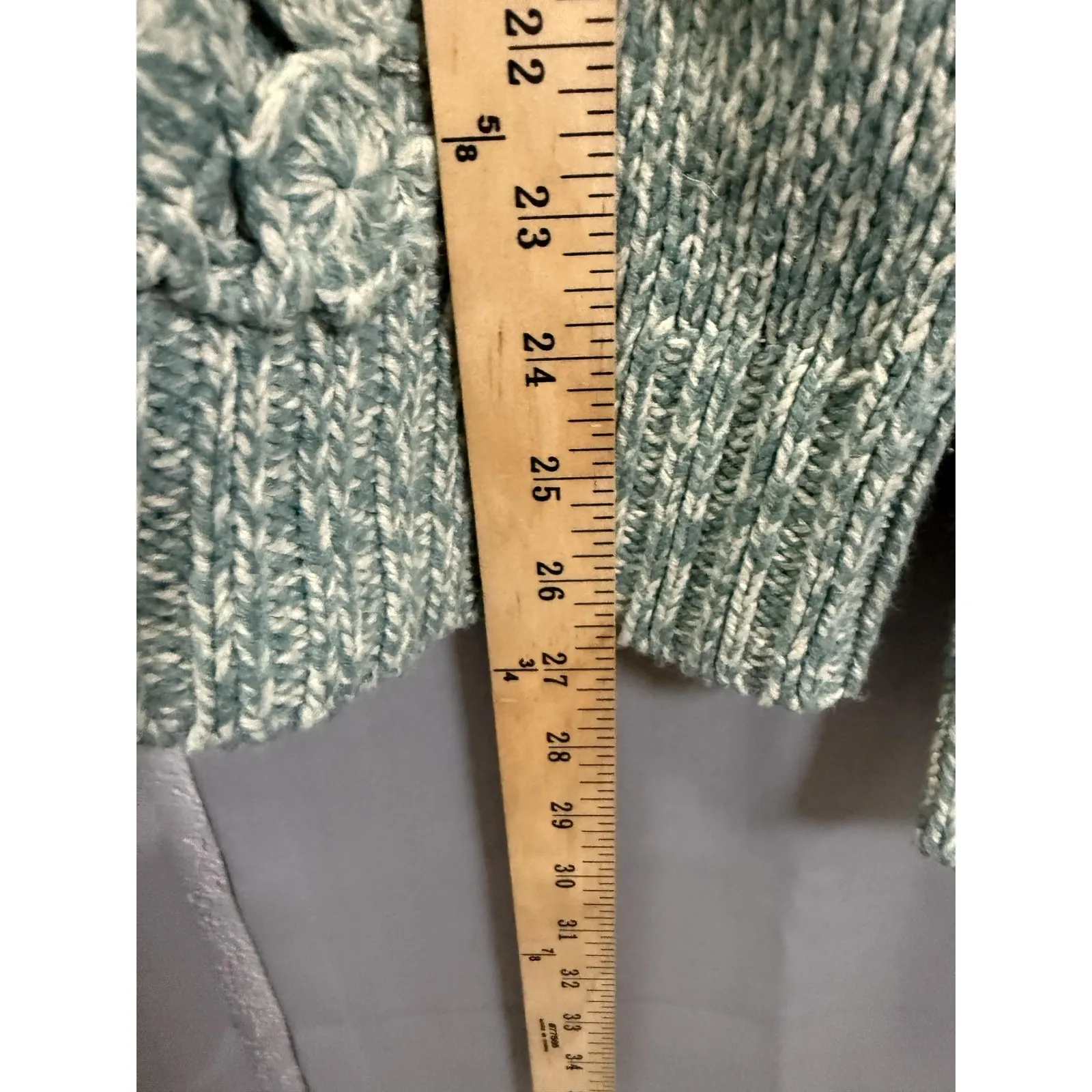 Cabela's Sweater Womens Large Green Hooded Full Zip Knit Crochet Pockets Acrylic - Image 6