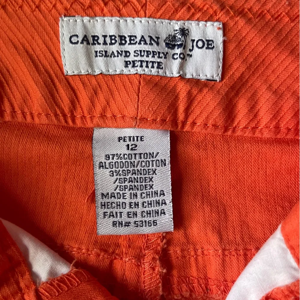 Bright Orange Ribbed Cotton Summer Beach Resort Festival Capri Pants - Image 7