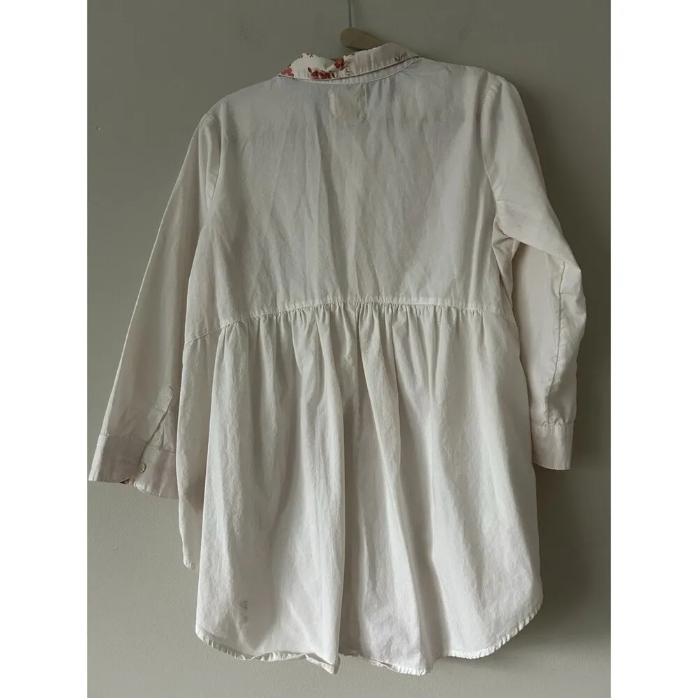 Anthropologie Maeve Tunic Button Down Boho Patchwork Shirt Size XS Floral - Image 3