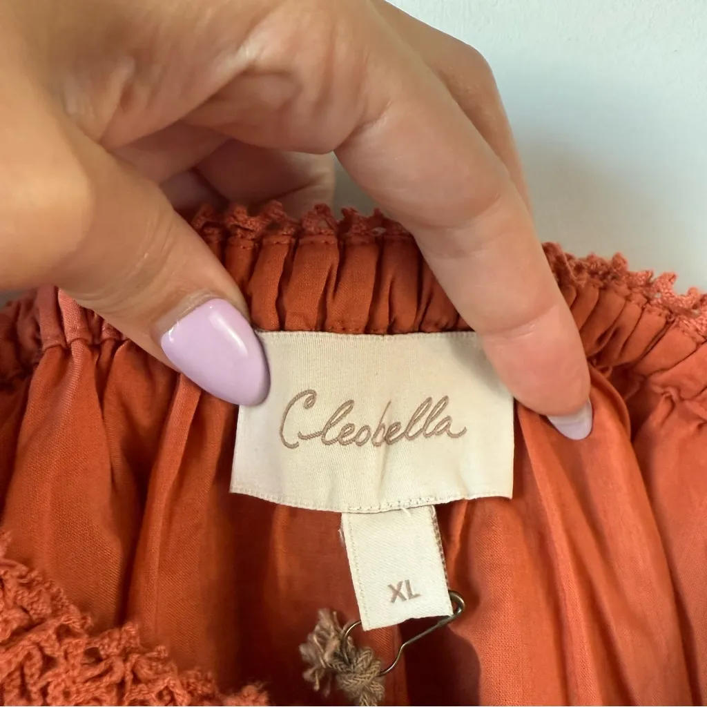 Cleobella Paulina Ruffled Off The Shoulder Top Apricot Brandy XL‎ - Image 5