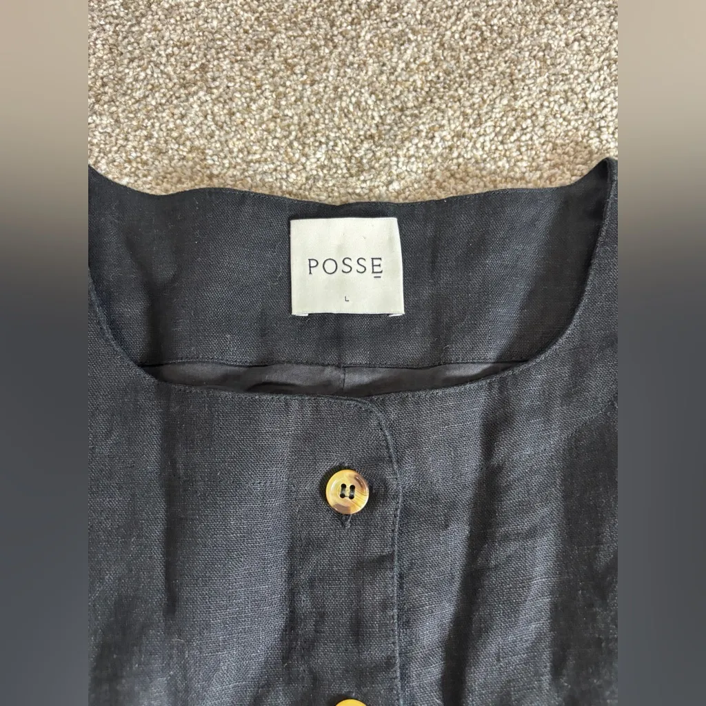 Tuckernuck Posse the Label Emma Vest Black Sleeveless 100% linen large - Image 7